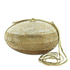 JUDITH LEIBER SWAROVSKI CRYSTAL SILVER & GOLD EGG EVENING BAG VINTAGE
